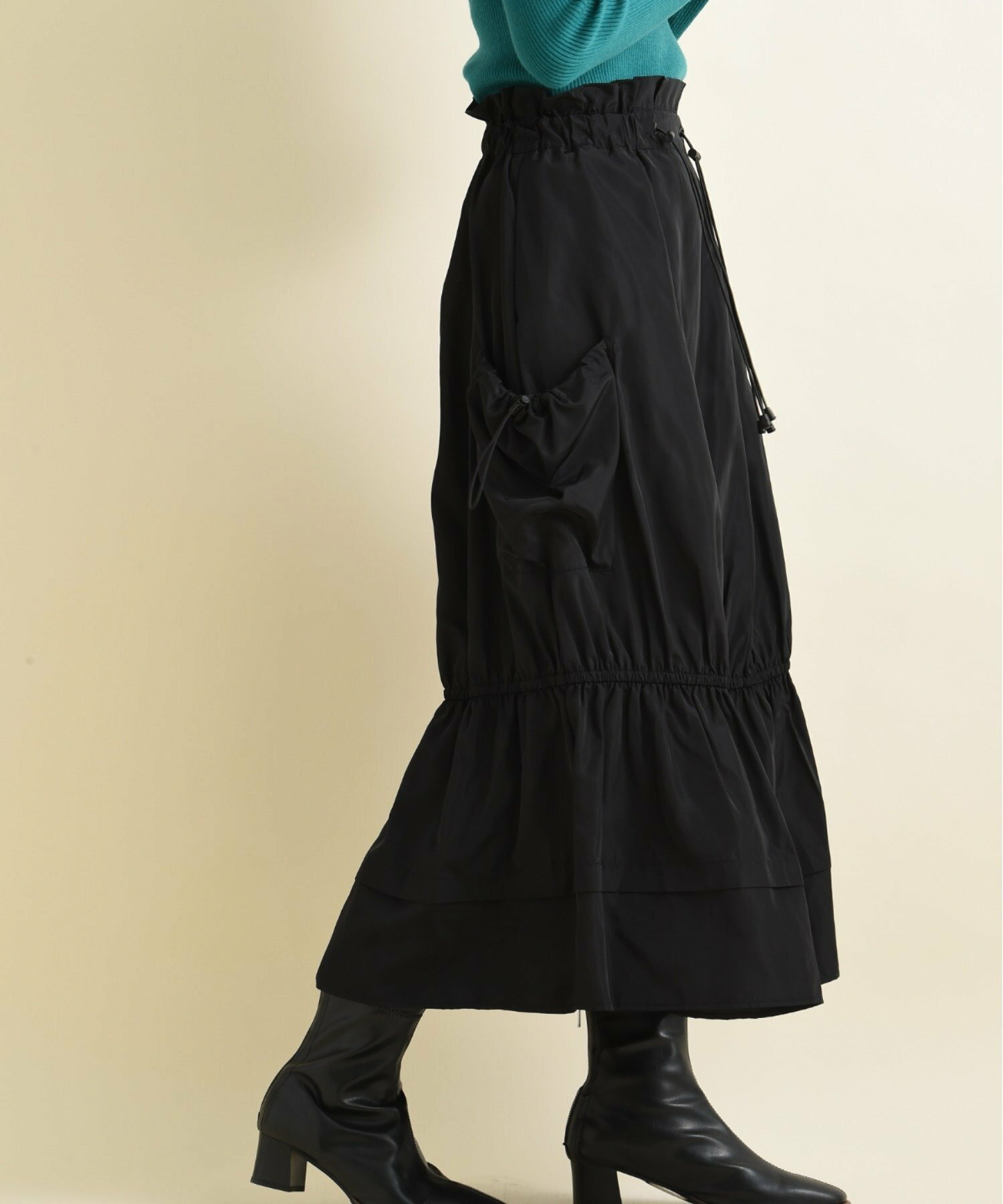 INTERPLANET/(W)【CYNICAL】タフタポケット裾ギャザースカート